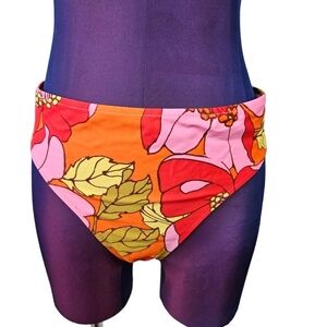 NWOT Aerie High Leg Cheeky Bikini Bottoms Retro Floral Print Size XXL Women's‎